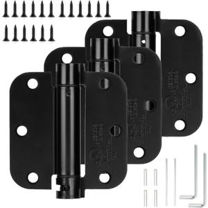 Sophia Self-Closing Door Hinge 3.5 Inch Rounded 5/8 Radius Interior, Spring Loaded Hinge Adjustable Tension for Garage Residential Standard Bedroom Indoor Doors, 3 Pack, Oil Rubbed Bronze