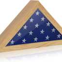 Display Case for 3' x 5' American Veteran Burial Flag - Solid Oak Wood Frame With Tempered Glass, Fits Folded Military Flag, Memorial Shadow Box for Funeral Display, Natural (For 3x5 - Oak)