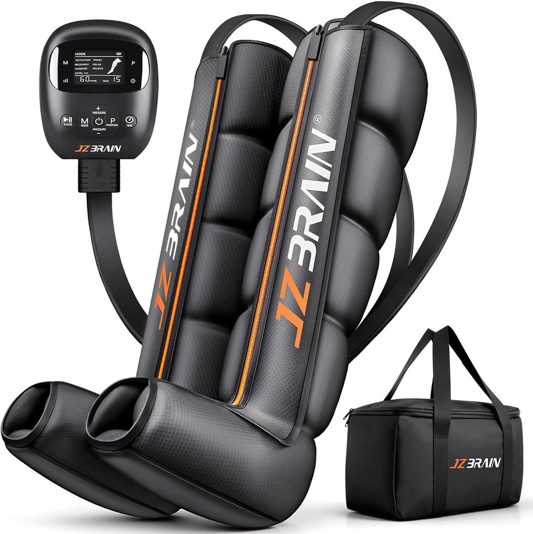 JZBRAIN Pro Compression Boots for Circulation: Leg Compression Massager for Athletes Cordless Air Recovery System with 6 Modes & 8 Intensity(Small)