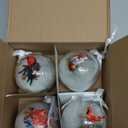 4 Pcs Cardinal Bird Glass Christmas Tree Ornaments Red Bird Hand Painted Cardinal Blown Glass Christmas Ornaments Balls with Feather for Xmas Tree Memorial Gifts(Elegant Style)