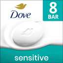 Dove Beauty Bar Soap Sensitive, 8 Bars for Sensitive Skin, Fragrance Free and Hypoallergenic 3.75 oz