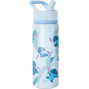 Simple Modern Kids Summit Water Bottle with Straw Lid | Disney Stitch 18oz Stainless Steel Cup Insulated Tumbler for Girls, Boys, School | Tropical Stitch