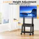 Mobile TV Stand with Drawer for 23-72 Inch TVs, Portable Rolling TV Stand on Wheels with 2 Shelves for Bedroom/Living Room, Holds up to 220 lbs Adjustable Height Tilt Max VESA 600x400mm