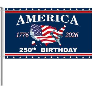 250 Anniversary Flag 3x5 Ft 2 Sided 3 Layers 250th Anniversary Flag We The People 1776-2026 250 Years Birthday Patriotic Decor for Outdoor Front Door Porch Wall (A)