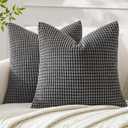 MIULEE Pack of 2 Pillow Covers 18x18 Inch Granules Soft Corduroy Decorative Throw Pillow Covers for Couch Cushion Sofa Bedroom Living Room, Grey