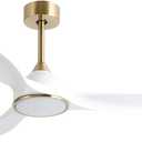52 Inch 6 Speed High CFM Quiet DC Motor Modern Ceiling Fan with Lights Remote Control, 3 Blade White Gold Indoor Bedroom Living Room Ceiling Fan, White Gold