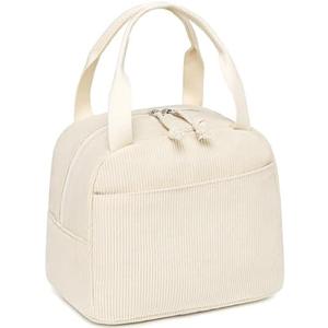 LEDAOU Lunch Box for Women Insulated Lunch Bag Corduroy Lunch Tote Bags Leakproof Cooler Lunch Case for Travel Work Picnic (Corduroy Solid Beige)