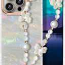 3 x Compatible with iPhone 16 Pro Case for Women Girls, Slim Fit Glitter Cute Phone Case for iPhone 16 Pro with Pearl Phone Charm Lanyard Wrist Strap, Shockproof Hard Protective Case 6.1 Inch Shiny Grey