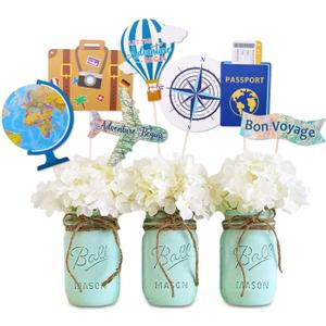 Yaaaaasss! Let The Adventure Begin Centerpieces Travel Themed Centerpieces Sticks Adventure Awaits Bon Voyage Farewell World Map Retirement Graduation Party Photo Booth Props Set of 21
