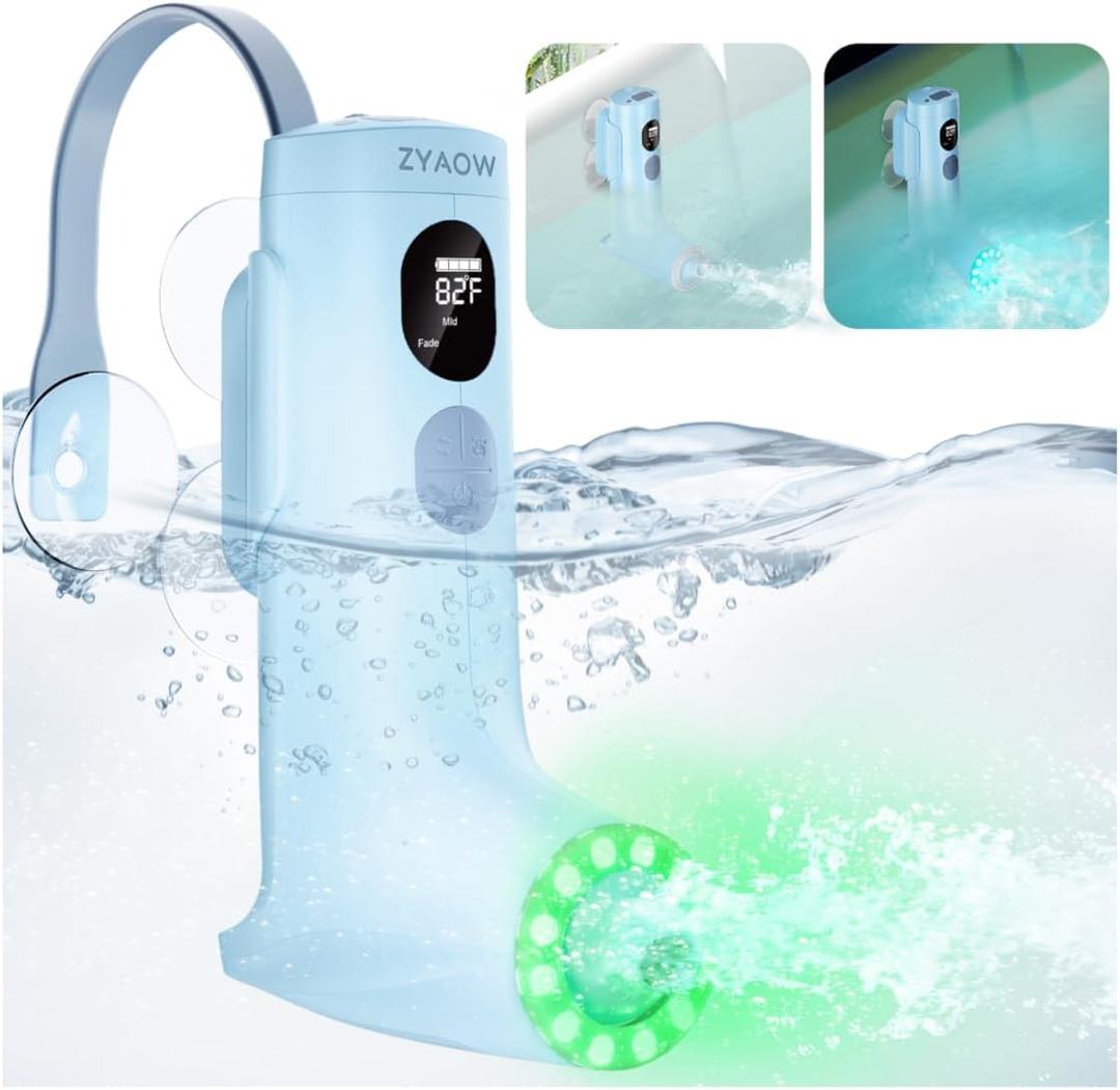 Bath Jets for Tub Bath Jet/Bubble Mode Portable Spa Rechargeable 3-Level Adjustable 7 Colors RGB Breathing Light Digital Display Screen for Home/Bathtub/Jacuzzi Christmas Gifts for Women