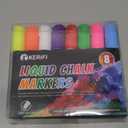 8 Pack 15mm Jumbo Liquid Chalk Marker,Window Paint Markers,Neon Glass Markers Pen, Wet Erase for Cars, Auto, White Board, Chalkboard, Black board, Tire, Mirrors, Bistro