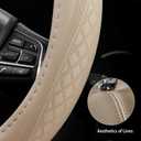2025 Model Breathable Soft Leather Car Steering Wheel Cover for Men Women, Non-Slip, Comfortable,Universal 15 inches Steering Wheels, Beige