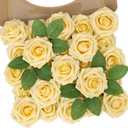N&T NIETING Artificial Flowers, 25Pcs Fake Flowers Goose Yellow Roses Perfect for DIY Wedding Bouquets Centerpieces Bridal Shower Party Home Flower Arrangement Decorations
