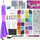 GLTECK Hotfix Applicator, Bedazzler Kit with 5784 PCS Rhinestones for Crafts, DIY Hot Fix Rhinestone Applicator Wand Setter Tool with 7 Tips, 6 Pattern Templates, Gloves, Tweezers & Cleaning Brush