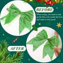 36 Pcs Christmas Bows with Twist Ties 6 Inch Velvet Mesh Ribbon Wreath Glitter Bows for Holidays Wreath Christmas Tree Railings Farmhouse Decoration DIY Craft Gift(Green)