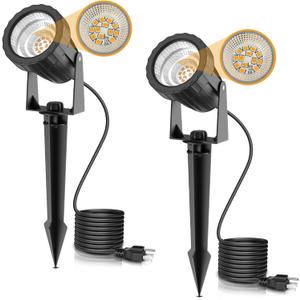 L LOHAS LED 12W Dusk to Dawn Outdoor Lighting, Auto On/Off 3000K Landscape Outdoor Spotlight, IP66 Waterproof Plug in Spot Lights for Yard, Garden, House, Pathway, Plant(2 Pack)
