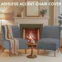 Armless Accent Chair Cover Soft Armless Chair Slipcover Teddy Accent Chairs Covers Without Arms Anti-Scratch Slipper Chairs Slipcover for Living Room/Hotel Décor (Grey, 1, Large)