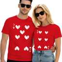 Valentines Shirts for Couples Matching 67 Hearts T-Shirt Six Seven Tee Tops (Red, L)