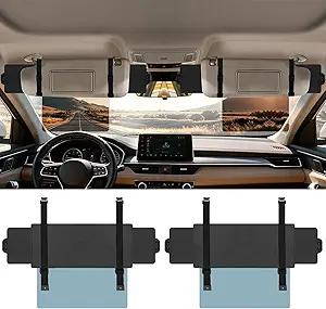 Veharvim Sun Visor Extender for Car (Polarized, UV400, PC Lens, 2 Side Sunshade), Car Visor Extender Sun Blocker, Visor Extender Attachment, AntiGlare for Safe Driving