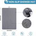 Non Slip Shower Mat Bathtub Mat 16x24 Inch, Quick Dry Bath Mat with Drain, Soft PVC Imitation Loofah Foot Scrubber Bath Mats for Bathroom Tub Shower Floor, Hangable & Hook Included, Gray