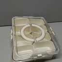 Divided Snack Serving Tray with Lid and Handle Travel Snackle Charcuterie Container Portable Storage Organizer for Candy, Fruits, Nuts, Snacks, Party, Picnic 2 Packs White