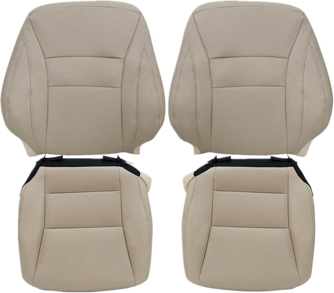 FZJDSD Light Tan Driver & Passenger Side Bottom & Top Lean Back Microfiber Leather Replacement Seat Covers Compatible with Honda Accord 2013 2014 2015 2016 2017