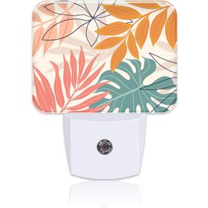 Abstract Art Plant Night Light Plug into Wall, Leaves Lines Night Light with Dusk to Dawn Sensor for Kid Girls Boys Women Men Bedroom, Hallway, Kitchen, Bathroom, Stairs Decor