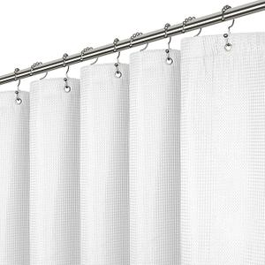 LiBa Fabric Bathroom Shower Curtain, 72" W x 72" H White Heavy Duty Waterproof Shower Curtain Liner