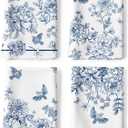 Chinoiserie Floral Tea Towels, Cotton Kitchen Towel 18.9 × 27.5 inch, Quick Drying Dish Cloth for Party Anniversary Holiday Decoration Housewarming Gifts