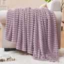 BEDELITE Fleece Throw Blanket for Couch – 3D Ribbed Jacquard Soft and Warm Decorative Fuzzy Blanket – Cozy, Fluffy, Plush Lightweight Dusky Violet Throw Blankets for Bed, Sofa, 50x60 inches
