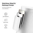 1.8 Gallon Bathroom Trash Can with Lid, Small White Stainless Steel Press Top Garbage Can, Removable Inner Bucket, Includes 60 Trash Bags