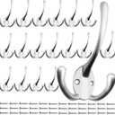 IBosins 18 Pack Big Heavy Duty Three Prongs Coat Hooks Wall Mounted with 36 Screws Wall Hooks Retro Double Utility Rustic Hooks for Coat, Backpack, Towel, Robe (18 Pcs Matte Nickel)