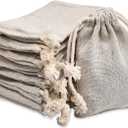 calary 100pcs Double Canvas Drawstring Bag Cotton Pouch Gift Sachet Bag Muslin Reusable Tea Bag 2.75x4 Inch