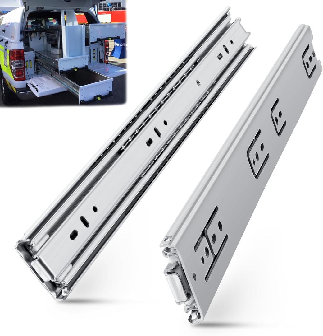 SLIDEWAY 200 Lbs Heavy Duty Drawer Slides 1 Pair 8 10 12 14 16 18 20 22 30 32 40 Inch Full Extension Ball Bearing Sliding Rails Cabinet Runners Tracks Tool Box Glides-22
