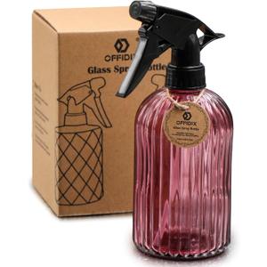 OFFIDIX Glass Spray Bottle, Pressure Watering Can, Indoor Plant Mister, Adjustable Nozzle, 0.4L/13.5oz Handheld Spray Bottle for Garden Plants Cleaning Solutions (Amaranth)