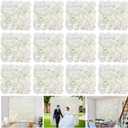 Flower Wall Backdrop 12PCS 16.5x16.5 Inch Floral Wall Panel White Artificial Silk Rose Wall Decor Ideal for Wedding Celebrations, Festive Party Backdrops and Home Decor