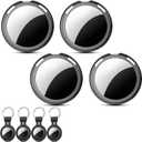 4 Pack Tracker Tags Item Finder [Apple MFi Certified]Works with Apple Find My (iOS Only) Air Bluetooth Smart Tag with Waterproof Replaceable Battery Worldwide Tracking for Key Wallet Bike Luggage Pets (Black)