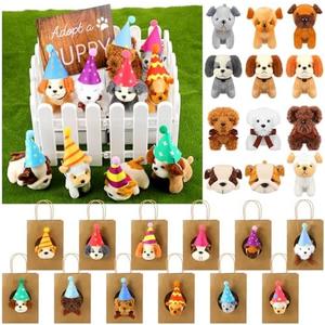 Blueweenly 45 Pcs Adopt a Dog Party Favors Mini Plush Stuffed Animals with Birthday Hats 12 Mini Puppies 12 Birthday Hats 12 Bags 8 White Plastic Fence and a Small Board for Adopt a Pet Party