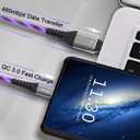 USB C to C 6ft 60W 3A Fast Charging LED Cable for iPhone 15/15 Pro/15 Plus/15 Pro Max/iPad Pro 2022/Air, Samsung S23 (Purple)