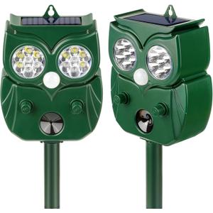 2 Pack Ultrasonic Animal Repellent Outdoor Deer Repellent Outdoor Solar Deer Repllent Devices Animal Deterrent Scare Raccoon, Cat, Rabbit, Dog