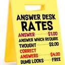 2 x Funny Office Decor Sign Answer Desk Rates Sign for Coworker Teammate Employee Boss Office Desk Cubicle Decor for Birthday Christmas 3.9 x 6.3 Inches Yellow