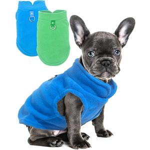 2 Pieces Fleece Dog Sweater Vest Winter Warm Puppy Sweaters for Small Dogs Male Female Fall Pullover Dog Clothes with D-Ring Soft Puppy Outfit Coat (Blue,Green, Large)