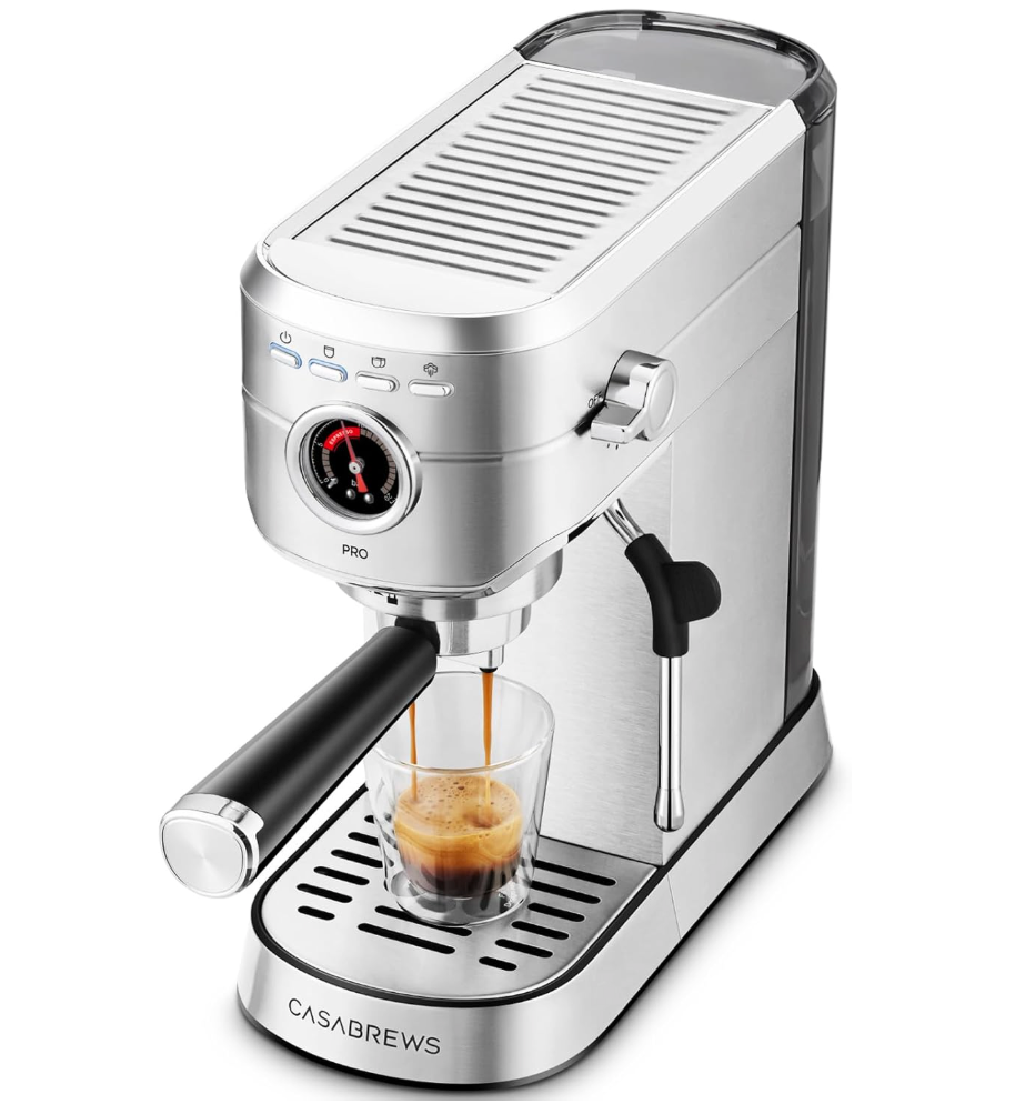 CASABREWS 5418 PRO Espresso Machine 20 Bar, Upgraded Espresso Maker with Powerful Steam Milk Frother, Stainless Steel Coffee Machine with Fast Heating System for Cappuccino, Latte, Silver