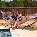 SUNCREAT Hammocks for Outside with Stand, Patent Pending, Gray Stripes