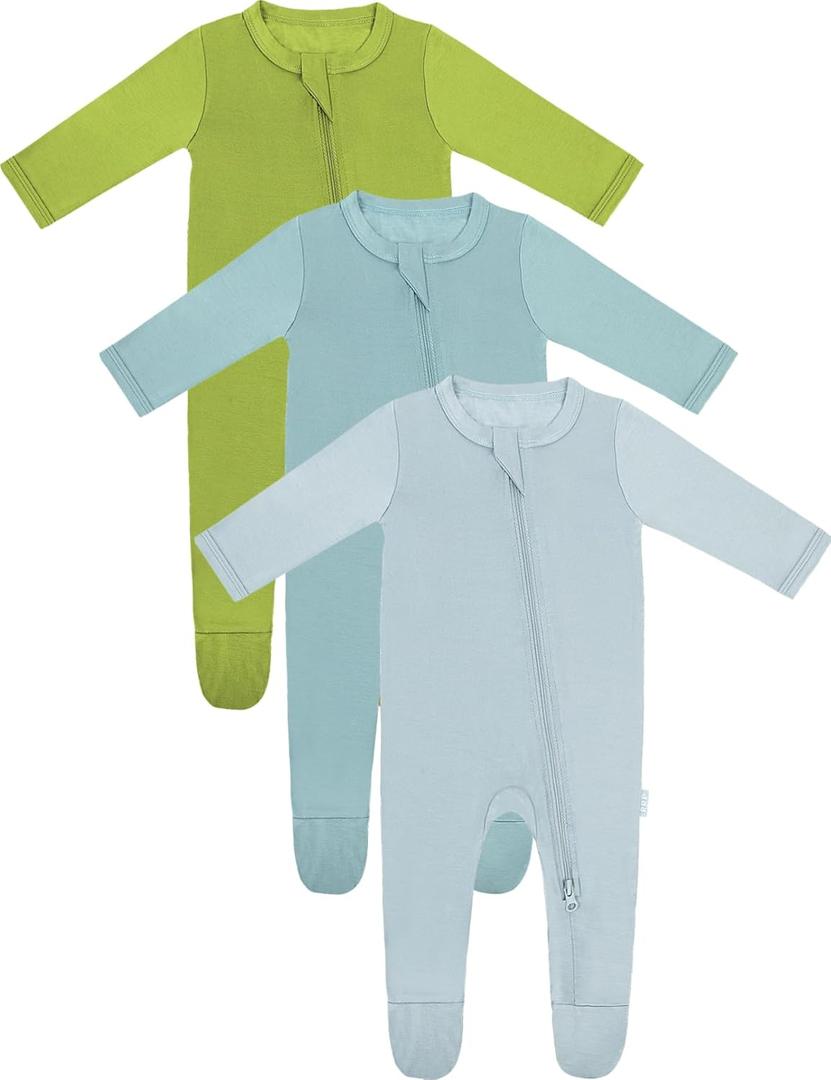 RRP Unisex Baby Footies Pajamas,Rayon Derived From Bamboo,Buttery Soft Sleep 'N Play PJs,2-Way Zipper Closure,9-1 Months