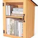 Outdoor Library Book Box - Double Free Literature Exchange Box Outdoor Book Storage Little Wood Cabinet with Shelf for DIY, Neighborhoods Community and Schools Sharing Books, Literature and Newspapers