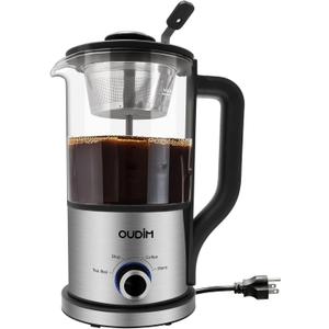 oudim Drip Electric Coffee Maker and Electric Kettle, 600 Watts, 1.2L, BPA-Free, Glass and Stainless Steel, Tea Kettle