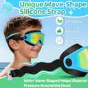 Vvinca Kids Swim Goggles 2 Pack, Soft Wave-Shape Strap (No Hair Pulling), Anti Fog Leak Free Swimming Goggles Boys Girls 3-15
