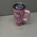 Silver Buffalo Sanrio Hello Kitty Waving Double Walled Stainless Steel Tumbler with Handle and Straw, Fits in Standard Cup Holder, 40 Ounces