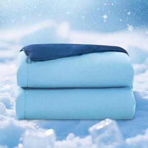 EGOHOME Cooling Comforter King Size,Double-Sided Cooling Blanket fo Hot Sleepers,Blue Summer Comforter for King Size Bed,Breathable & Soft & Silk Smooth Bedding Comforter - 90" x 106"